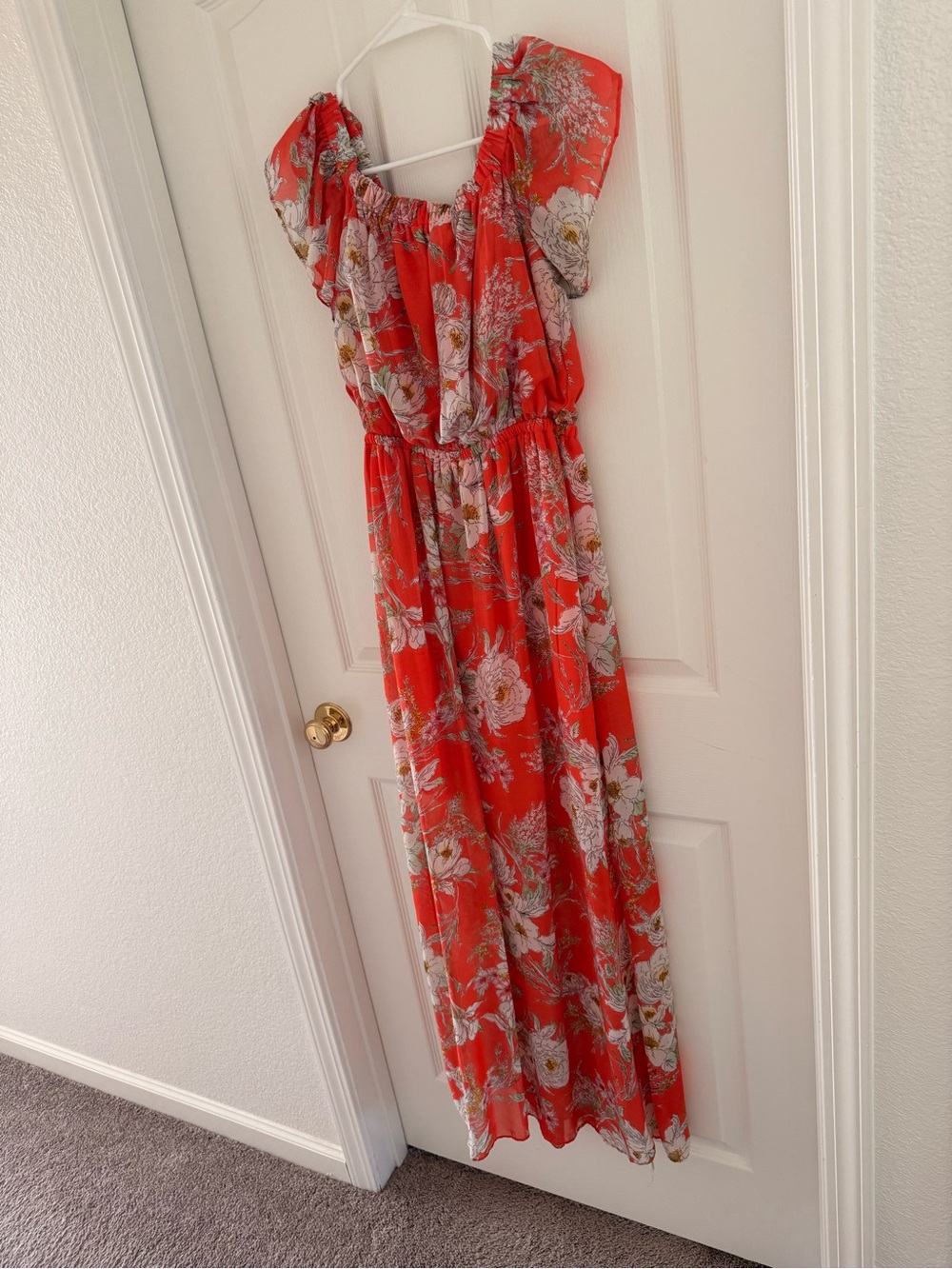 Women’s Orange split hem Floral Maxi Dress